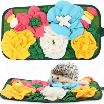 Foraging Mat for Hedgehog Enrichment Toys, Hedgehog Toys for Cage, Interactive Feeding Toy for Small Pet, Rabbit Foraging Mat, Hedgehogs Accessories, Guinea Pig Toy (Green, 17.7x9.8in)