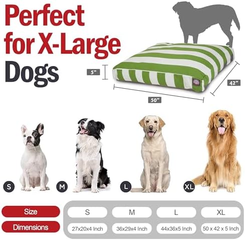 Majestic Pet Rectangle Large Dog Bed Washable – Non Slip Comfy Pet Bed – Dog crate Bed with Removable Washable Cover – Dog Kennel Bed for Sleeping - Dog bed X-Large Breed 50x42x5 Inch – Sage Green