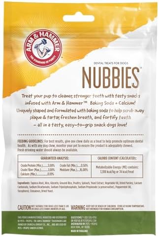 Arm & Hammer Nubbies Dental Treats for Dogs, Peanut Butter, 20 Count, 4-Pk