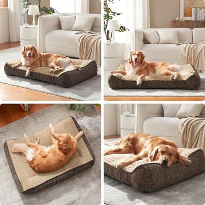 JOEJOY XL Orthopedic Dog Beds Large Sized Dog, Extra Thick Supportive Big Dogs Couch Bed with Sides, Ultra Soft Pet Bed Sofa for Large Dogs, Brown, 38''x28''
