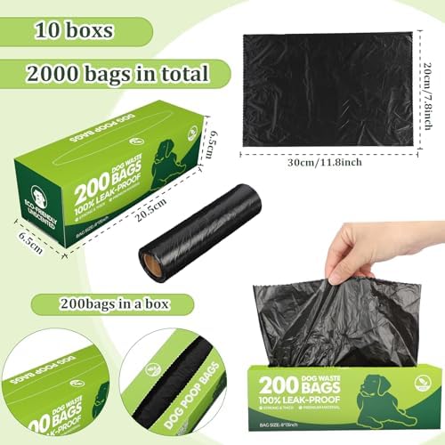Sherr Dog Poop Bags, 10 Rolls of 200, 2000 Counts, Black