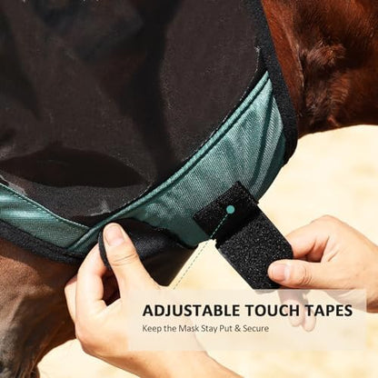 Harrison Howard Horse Fly Mask with Ears, Half Face Fly Mask for Horses, UV Protection, Large Eye Space Hunter Green M