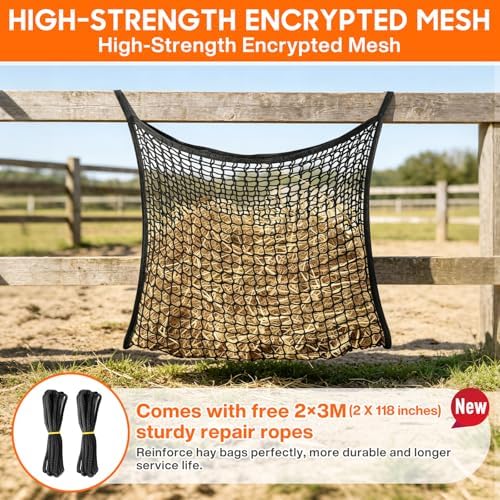 4 Pack Slow Feed Hay Net, Large Capacity Hay Bags for Horses, Easy to Hang