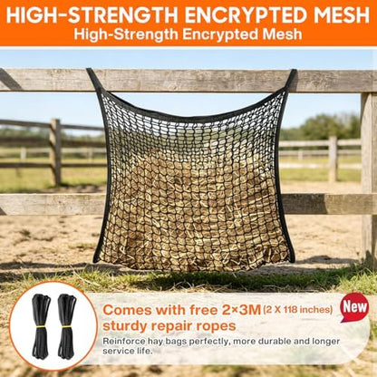 4 Pack Slow Feed Hay Net, Large Capacity Hay Bags for Horses, Easy to Hang