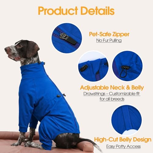 Adjustable Recovery Suit for Small Dogs, Dog Pajamas, Blue, S