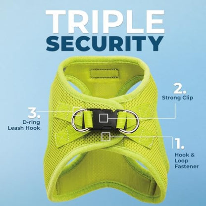 Best Pet Supplies Voyager Step-in Air All Weather Mesh Harness and Reflective Dog 5ft Leash Combo with Neoprene Handle, for Small, Medium and Large Breed Puppies - Lime Green, XXX-Small
