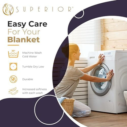 Superior Metro All-Season Cotton Blanket, Woven Blanket for Couch, Bed, Bedding, Farmhouse, Home Essentials, Cute and Cozy Bohemian Blankets, Herringbone Weave, King, Navy Blue