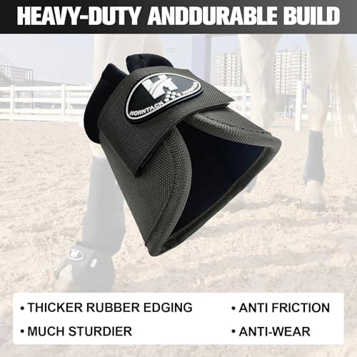 Horse Bell Boots for Outdoor Sports(Charcoal Grey, L)