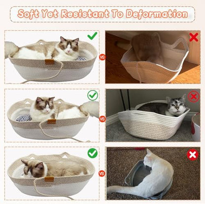 Cat Basket, Rope Basket for Cats with Summer and Winter Mats