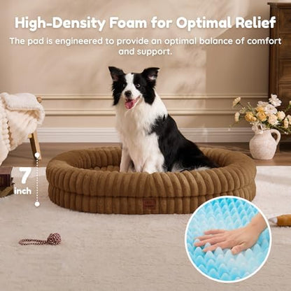 ChiXnuggle Orthopedic Dog Bed, Washable Cover, Faux Fur Bolster Pet Couch