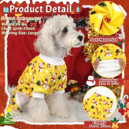 XPUDAC 4 Pack Christmas Dog Pajamas Santa Pet Clothes for Small Dogs, M