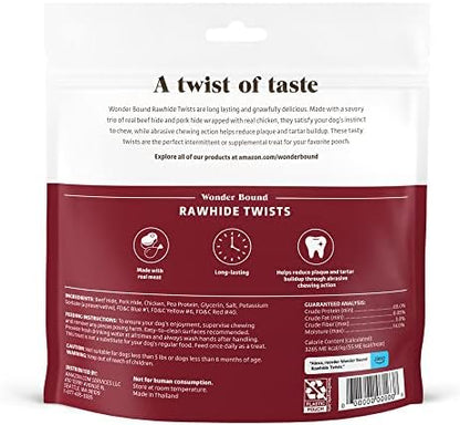 Amazon Brand - Wonder Bound Chicken Flavor Dog Rawhide Twist Sticks, 70 Count, 1.08 pound (Pack of 1)