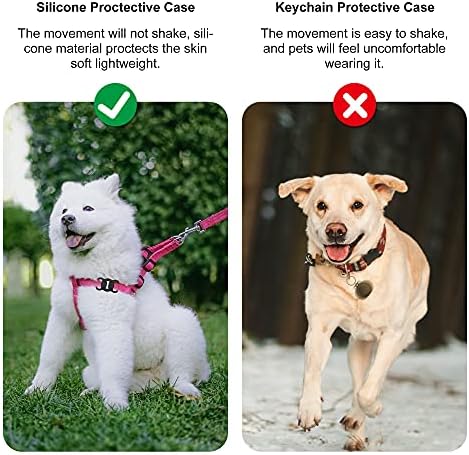 for Airtag Dog Collar Holder (1st & 2nd Generation) Air Tag Protective Cat Airtag Dog Collar, Silicone AirTags GPS Tracking Accessories, Air Tags with Bone Pattern (1 Pack(Black))