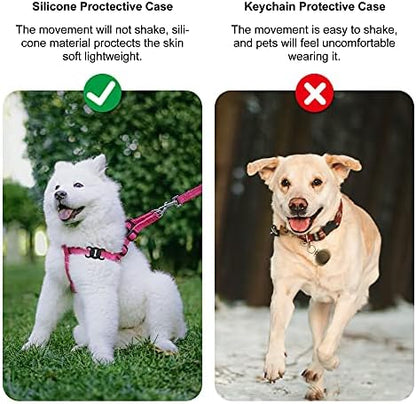for Airtag Dog Collar Holder (1st & 2nd Generation) Air Tag Protective Cat Airtag Dog Collar, Silicone AirTags GPS Tracking Accessories, Air Tags with Bone Pattern (1 Pack(Black))