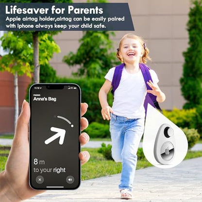 Airtag Holder for Kids Hidden 4 Pack Upgraded GPS Tracker Case, Anti-Removal Airtag Silicone Case with Safety Pins, Avoid Airtag Loss, Suitable for Children, Elderly, Pets, Backpack, Luggage