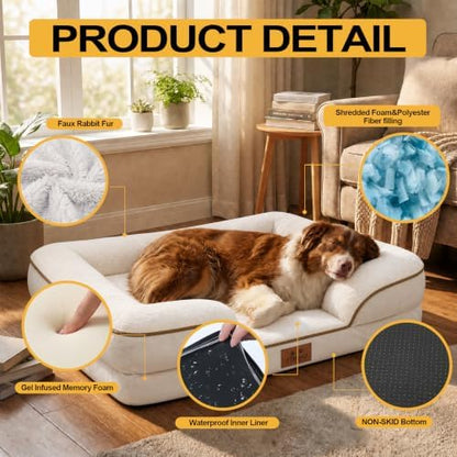 Orthopedic Extra Large Dog Bed, Memory Foam XL Dog Bed Couch, 44" L
