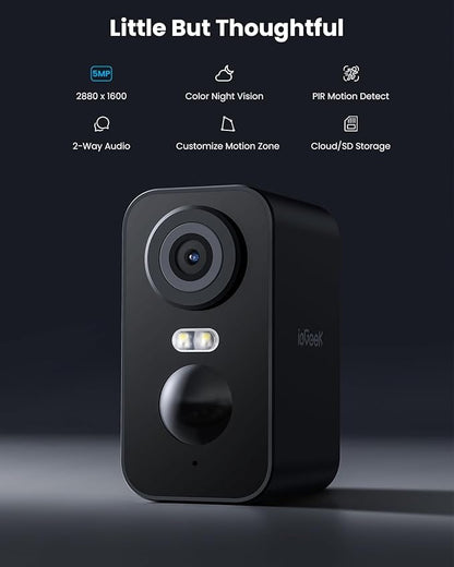 ieGeek Security Cameras Wireless Outdoor - 5MP Smart Wifi Camera System for Home Surveillance with Motion Light, Battery Powered Cam with Color Night Vision, 2-Way Audio, Siren Alarm, Works with Alexa