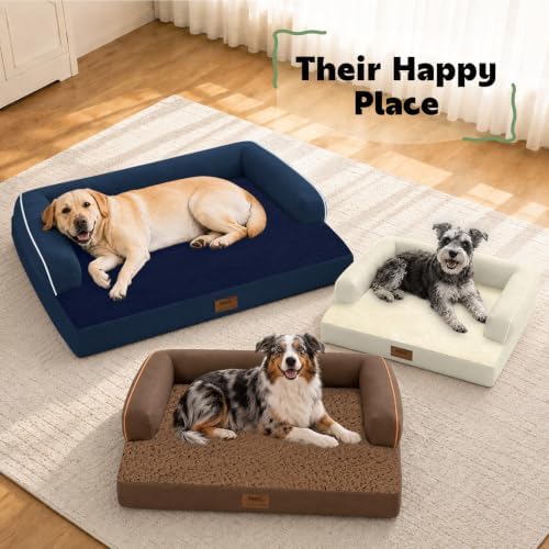 MEKIY XXL Orthopedic Waterproof Dog Bed with Bolster for Extra Large Dogs