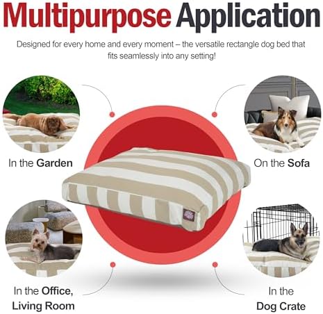 Majestic Pet Rectangular Dog Bed, X-Large, 50x42x5 in, Washable, Sand Beige