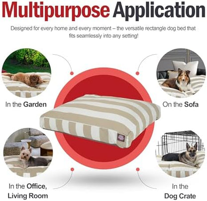 Majestic Pet Rectangular Dog Bed, X-Large, 50x42x5 in, Washable, Sand Beige