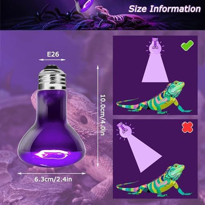 Reptile Moonlight Bulb,60W Soft Purple Night Light for Terrariums