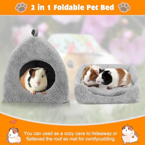 BWOGUE Guinea Pig Bed Hideout, Washable Hamster Cave for Small Animals