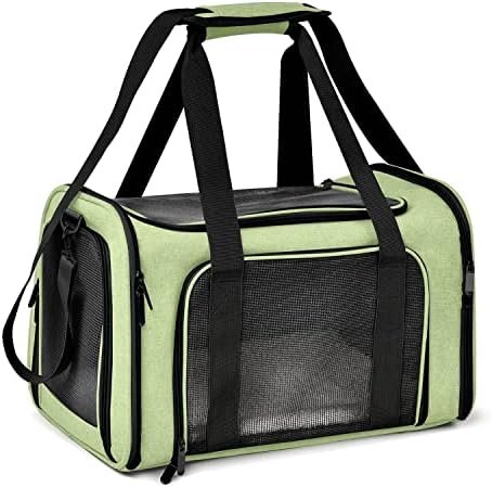 Henkelion Pet Carrier for Small Medium Cats Dogs Puppies up to 15 Lbs, Airline Approved Small Dog Carrier Soft Sided, Collapsible Travel Puppy Carrier - Green