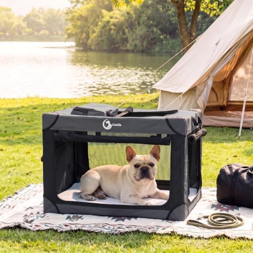 Portable Collapsible Soft Dog Crate for Small Dogs, 26in Black