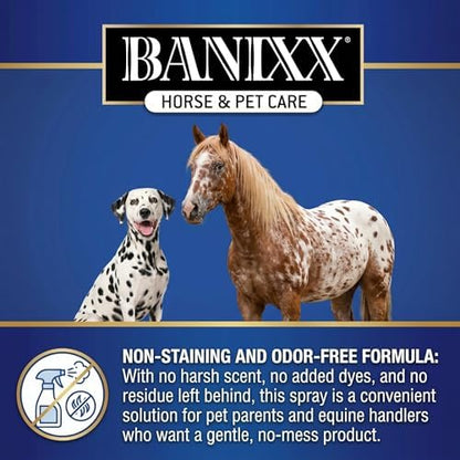 BANIXX Horse and Pet Care Spray for Horses, Dogs and Cats, Daily Skin and Coat Care Spray, Alcohol-Free, Non-Staining, No Odor, Made in USA, Grooming and Hoof Care Formula, 8 oz