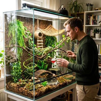 Alotiki Bearded Dragon Tank Accessories, 19 Pcs Reptile Plants Vines and Leaves Crested Gecko Tank, Hammock Flexible Bridge, Jungle Climber for Snake Lizard Chameleon Terrarium Decor