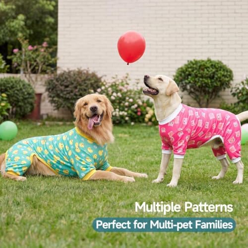 XPUDAC 4 Pieces Dog Pajamas for Large Dogs Pjs Clothes Puppy Onesies for Doggie Duck Shirts Sleeper for Pet Cats Jammies-6XL