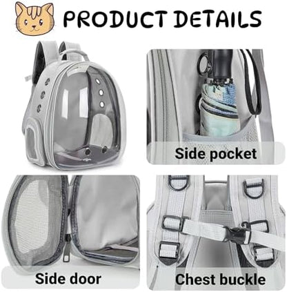Cat Backpack Carrier Bubble Carrying Bag (Gray)