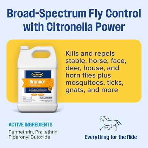 Farnam Bronco E Fly Spray for Horses, Dogs & Premises 128 oz Refill