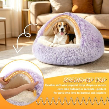 NOYAL Hooded Donut Bed, Calming Cave for Cats & Small Dogs