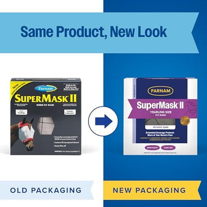 Farnam SuperMask II Horse Fly Mask Without Ears, Yearling, Color May Vary