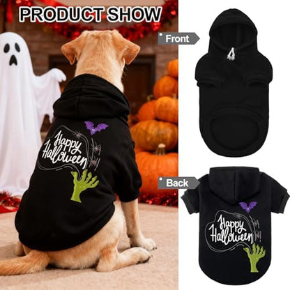 EXPAWLORER Dog Hoodies for Small Medium Large Dogs,Halloween Theme Black XL