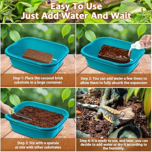 Riare 8 Pack Natural Coconut Fiber Substrate, Coco Coir Reptile Bedding