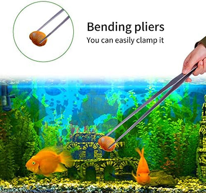 Extra Long Handle Aquarium Tweezers Serving Tongs Feed clamp,2 Pack Stainless Steel Straight and Curved Tweezers Set for Fish Tank Plants Reptile Feeding Tongs（15 Inchs）