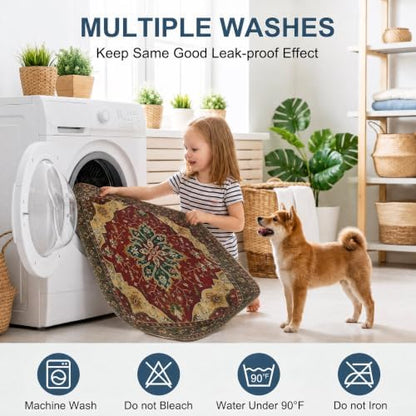 Washable Pee Pads for Dogs,Great Urine Absorbent Reusable Puppy Training Pads,Waterproof,Leak-Proof & Non-Slip Potty Pads for Whelping,Crate,Playpen,Bed.(Red Forest Floral,36"x72")