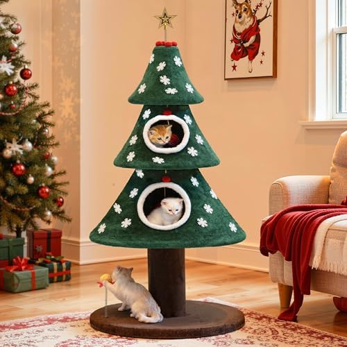 DWVO 52" Christmas Cat Tree with 2-Storey House