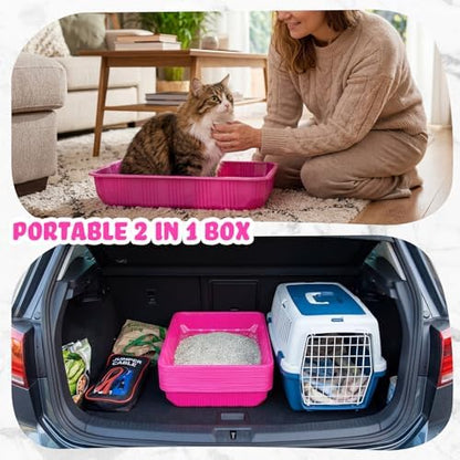 Tessco for You 60 Pack Disposable Litter Boxes for Cats,Rose Red
