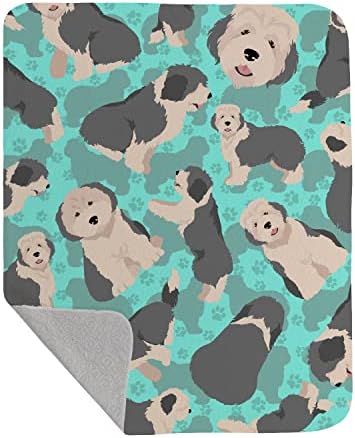 Caroline's Treasures MLM1034LQB Old English Sheepdog Quilted Blanket 50x60 Artwork Pattern Quilted Throw Blanket for Bed, Couch, Sofa, Soft and Lightweight