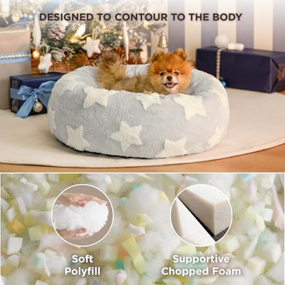 LE SURE Shown on TV Jacquard Donut Cute Small Dog Beds,Grey 23x23x7in