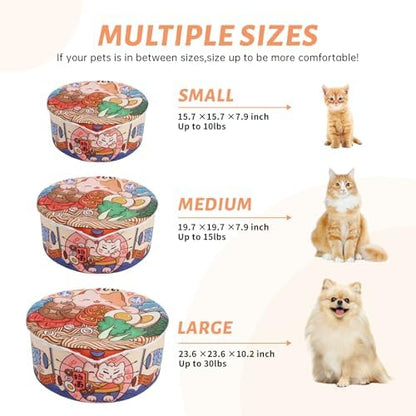 寵幸 Ramen Noodle Cat Bed, Soft Warm Washable for Cats Dogs