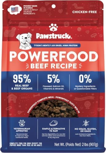 Pawstruck Air Dried Dog Food with Real Beef, Grain-Free, Made in USA, Vet Recommended, High Protein Limited Ingredient Full-Feed for All Breeds & Ages, 10-lbs