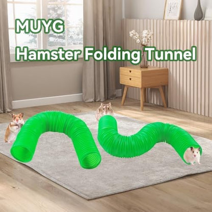 Plastic Hamster Tunnels,Ferrets Foldable Exercising Training Tunnels Hamsters Hideout Tube,Collapsible Pet Tunnel,Small Animals Cage Accessories for Mouse Rat Gerbils Rats Mice(Green)