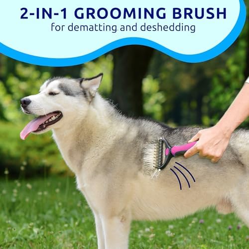 Pat Your Pet Deshedding Brush & Metal Comb Grooming Combo for Cats & Dogs