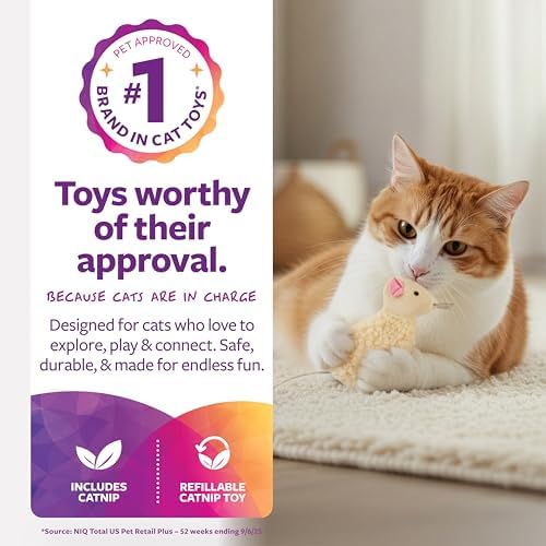 SmartyKat Madcap Mania Refillable Catnip Plush Cat Toy, Includes 2g Tube of Pure & Potent Catnip for Cats & Kittens