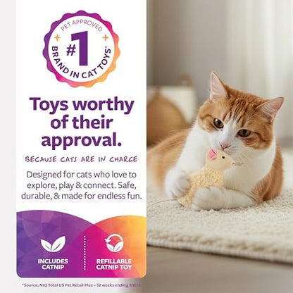 SmartyKat Madcap Mania Refillable Catnip Plush Cat Toy, Includes 2g Tube of Pure & Potent Catnip for Cats & Kittens