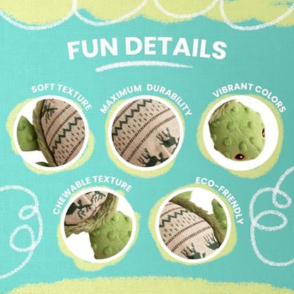 SNUG AROOZ Holly the Turtle Dog Toy with Repair Patch - Ugly Christmas Sweater - Soft & Squeaky Plush for Holiday - Eco-Conscious - for All Dog Breeds